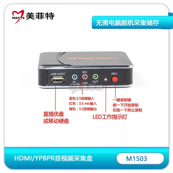 M1503|脱机HDMI/YPBPR音视频采集盒音频及USB接口