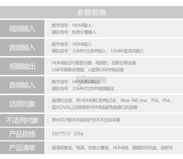 M1503|脱机HDMI/YPBPR音视频采集盒参数规格